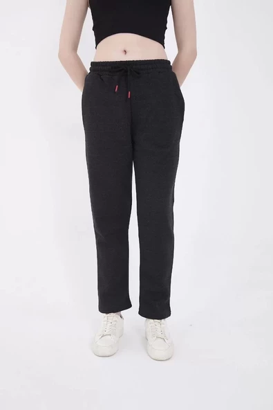 Unisex Üç İplik Basic Eşofman Pantolon - Antrasit - 5