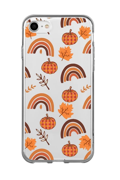 iPhone SE Uyumlu Sonbahar Desenli Premium Şeffaf Silikon Kılıf ürün görseli
