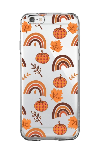 iPhone 6 Plus Uyumlu Sonbahar Desenli Premium Şeffaf Silikon Kılıf