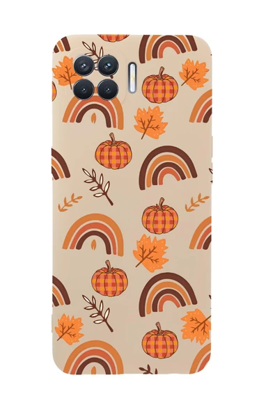 Oppo Reno 4 Lite Uyumlu Sonbahar Desenli Premium Silikonlu Telefon Kılıfı - Resim 3