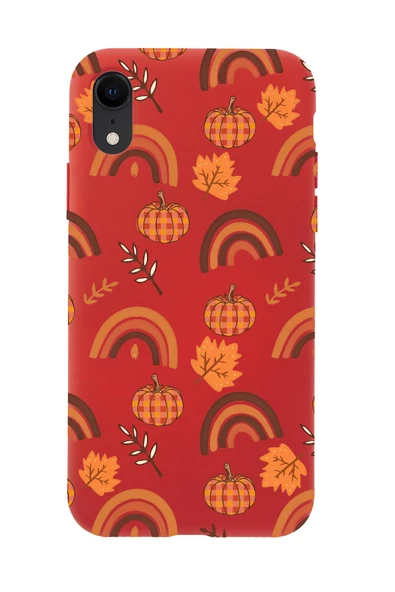 iPhone Xr Uyumlu Sonbahar Desenli Premium Silikonlu Telefon Kılıfı - Resim 3