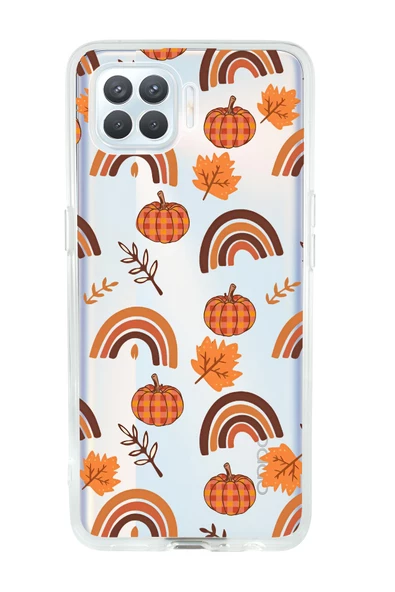 Oppo Reno 4 Lite Uyumlu Sonbahar Desenli Premium Şeffaf Silikon Kılıf ürün görseli