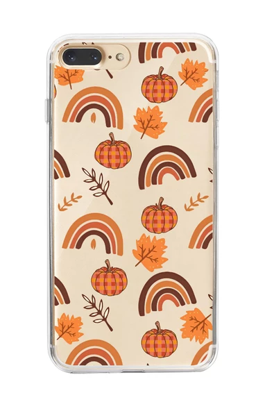 iPhone 8 Plus Uyumlu Sonbahar Desenli Premium Şeffaf Silikon Kılıf ürün görseli