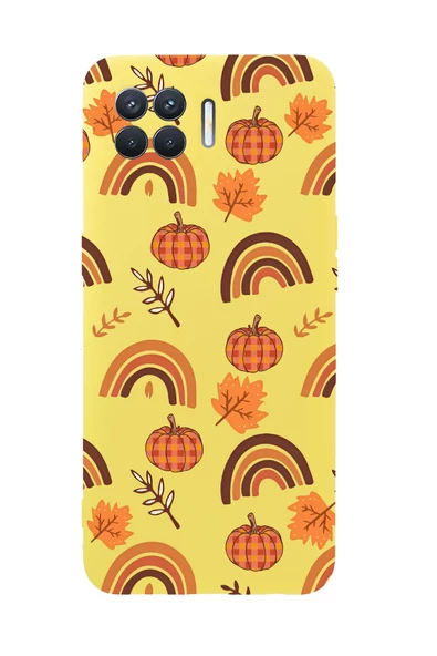 Oppo Reno 4 Lite Uyumlu Sonbahar Desenli Premium Silikonlu Telefon Kılıfı - Resim 4