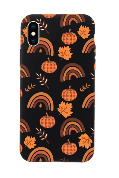 iPhone Xs Max Uyumlu Sonbahar Desenli Premium Silikonlu Telefon Kılıfı - 7