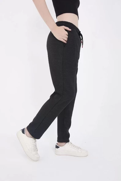 Unisex Üç İplik Basic Eşofman Pantolon - Antrasit - 6