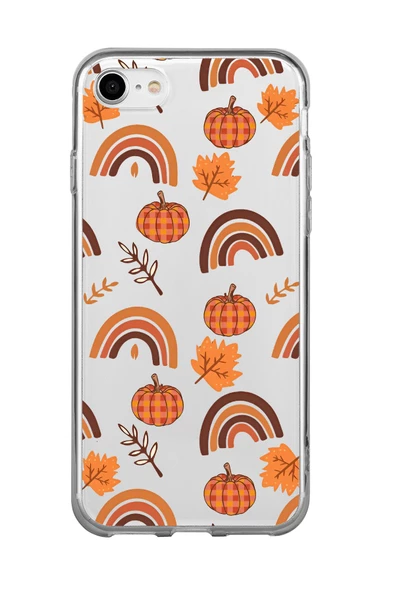 iPhone 8 Uyumlu Sonbahar Desenli Premium Şeffaf Silikon Kılıf ürün görseli 1