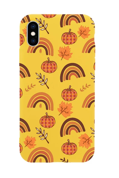 iPhone XS Uyumlu Sonbahar Desenli Premium Silikonlu Telefon Kılıfı - Resim 6