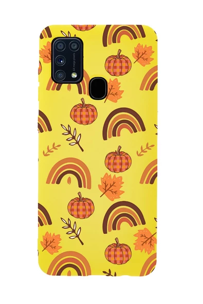 Samsung M31 Uyumlu Sonbahar Desenli Premium Silikonlu Telefon Kılıfı - Resim 3