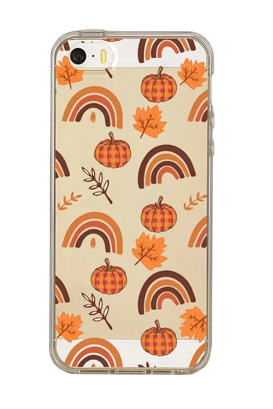 iPhone 5 Uyumlu Sonbahar Desenli Premium Şeffaf Silikon Kılıf ürün görseli