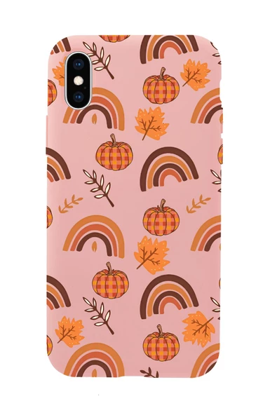 iPhone XS Uyumlu Sonbahar Desenli Premium Silikonlu Telefon Kılıfı - Resim 5