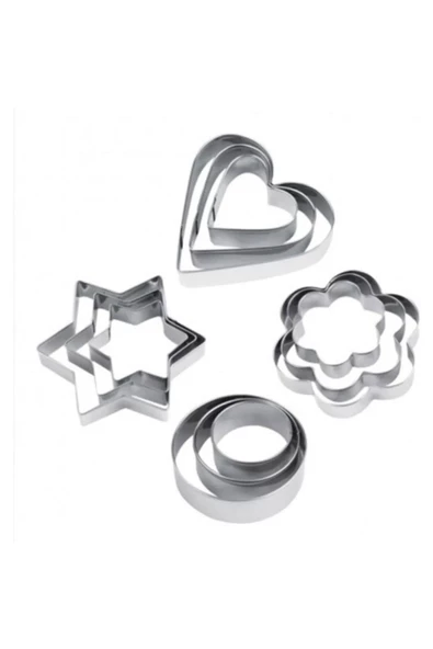 3B Trend 12'li Metal Paslanmaz Kurabiye Kalıbı Seti - 4