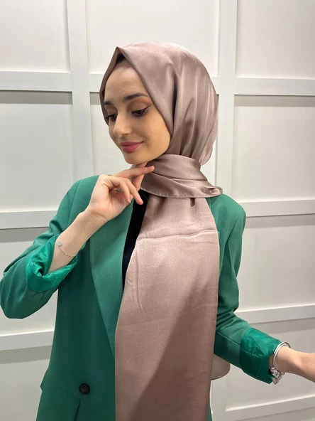 Madame Polo Janjan, Janjanlı Şifon Şal 00823  AÇIK KAHVE - Resim 2