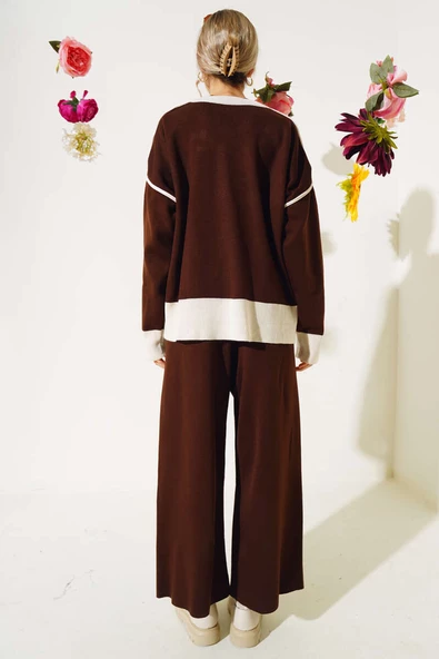 Ribana Detaylı Salaş Triko İkili Takım Kahve - 3