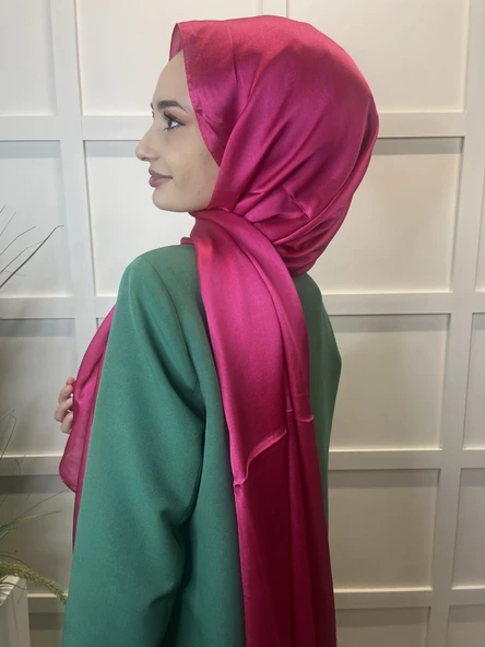 Madame Polo Janjan, Janjanlı Şifon Şal 00823  FUŞYA - Resim 3