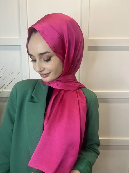 Madame Polo Janjan, Janjanlı Şifon Şal 00823  FUŞYA - Resim 2