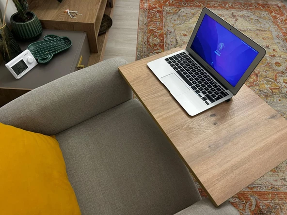 Metal Ayaklı Tekerlekli Yükseklik Ayarlı Laptop Sehpası Çalışma Masası 60x40 - 3