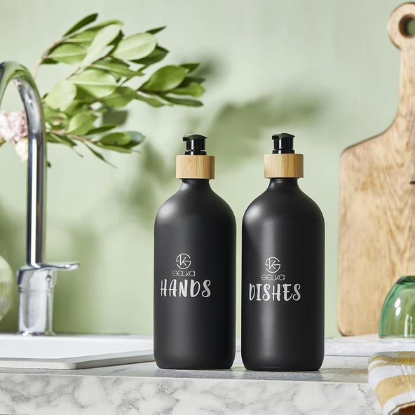 Selka Home 500 ML. 2'li Cam Mutfak Sıvı Sabunluk Seti - 2