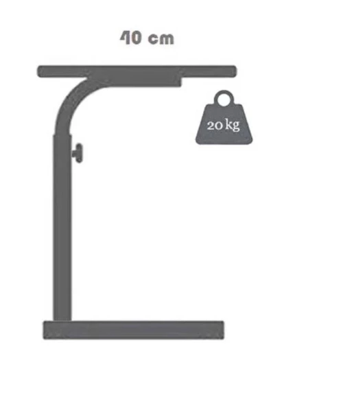 Metal Ayaklı Tekerlekli Yükseklik Ayarlı Laptop Sehpası Çalışma Masası 60x40 - 5
