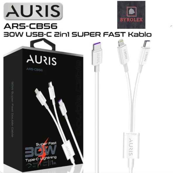 AURIS 30W USB / LİGHTİNG + TYPE-C KABLO