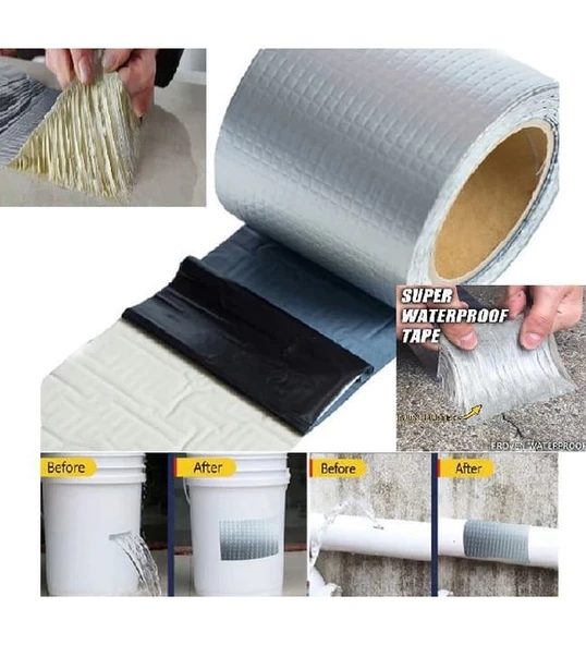 WuVera Süper Güçlü Su Sızdırmaz Çamur Bant 48mm X 2m Tamir Çatlak Boru Bandı. Çatı Izolasyon Bandı - 48mm x 2m - 5