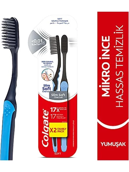 Colgate Mikro Ince Charcoal Derin Ve Hassas Temizlik Yumuşak Diş Fırçası 2 Li Fırça