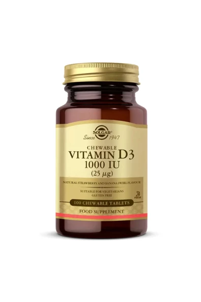 Solgar Vitamin D3 1000 Iu 100 Çiğnenebilir Form