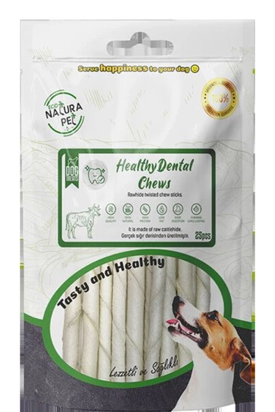 Eco Healty Dental Chews Beyaz Burgu Kemik 13cm 25li 150gr