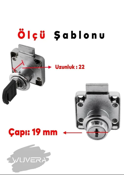 WUVERA Kare Çekmece Kilidi Kapak Dolap Posta Kutusu Kilit 2 Anahtarlı - 5