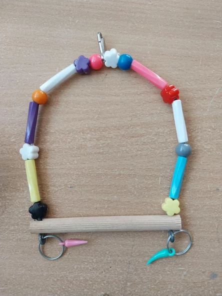 3'lü Set Boncuklu Muhabbet Kuşu - Kuş Salıncağı - Resim 3