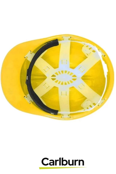 CE Belgeli Dayanıklı Ter Bantlı Ayarlanabilir Şantiye İnşaat İş Güvenliği Sarı Emniyet Bareti - 4