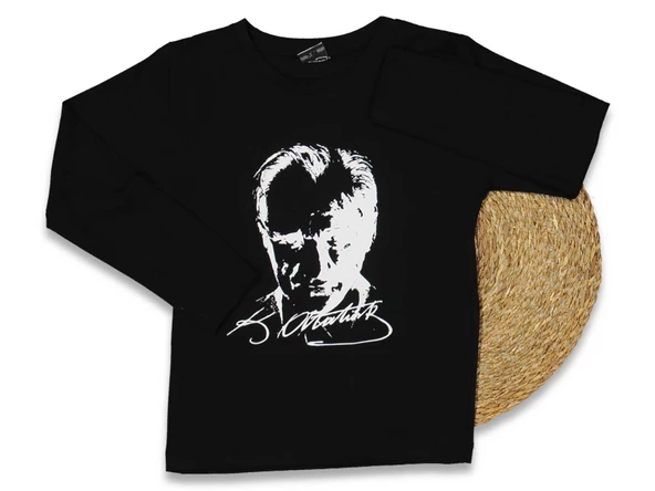 Çocuk Siyah Atatürk Baskılı Uzun Kol Tişört BGL-ST03945 - 3