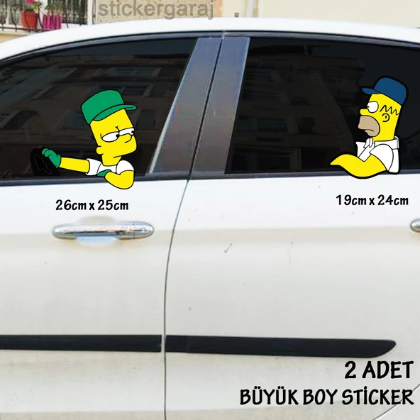 oto cam sticker - tuning modifiye tarzı 2 li çizgi film karekterleri