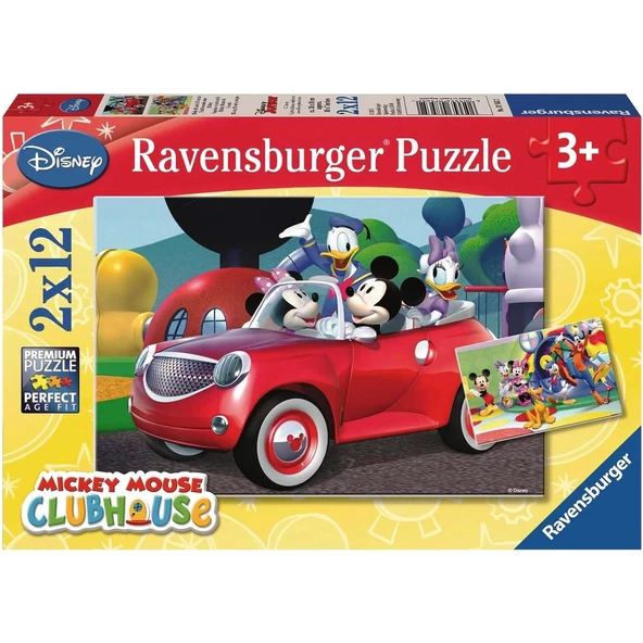 Ravensburger 2 Adet 12 Parçalı Puzzle Disney Mickey Mouse Ravensburger 3 Yaş ve Üzeri Çocuk Yapbozları Serisi
