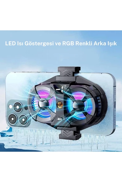 Telefon Soğutucu Çift Fanlı 3 Hız Kademeli RGB Işıklı Poco F6 Uyumlu - 3
