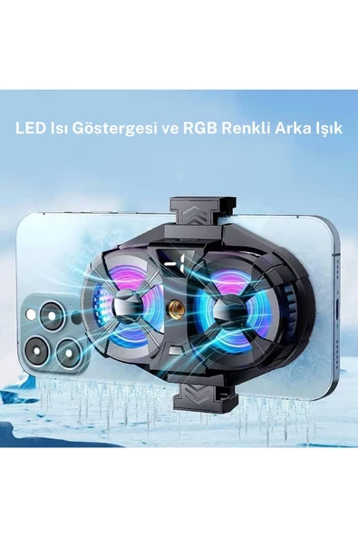 Telefon Soğutucu Çift Fanlı 3 Hız Kademeli RGB Işıklı HUAWEI Nova 9 Uyumlu - 3