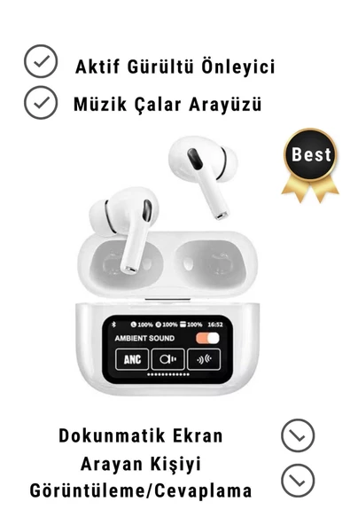 IPhone13/Pro/Promax Uyumlu ANC Dokunmatik Oled Ekran Arama Yanıtlama Bluetooth TWS Kulaklık