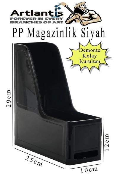 Siyah Magazinlik Demonte Plastik 2 Adet Plastik Kutu Klasörü Magazinlik A4 Dosya ve Masa Düzenleyici Sınıf Ev Ofis - 2