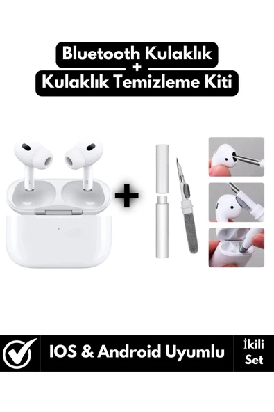 Iphone15/Pro/Promax Uyumlu Bluetooth V5 Kulak İçi Kulaklık+Kulaklık Temizleme Seti