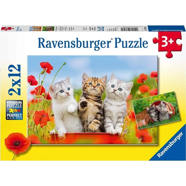 Ravensburger 2 Adet 12 Parçalı Puzzle Yavru Kediler Ravensburger 3 Yaş ve Üzeri Çocuk Yapbozları Serisi