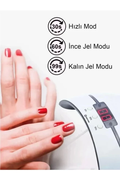 Premium 3 Zamanlayıcılı Otomatik Sensörlü Tüm Jel Ojeleri Kurutucu UV Tırnak Kurutucu - Resim 2