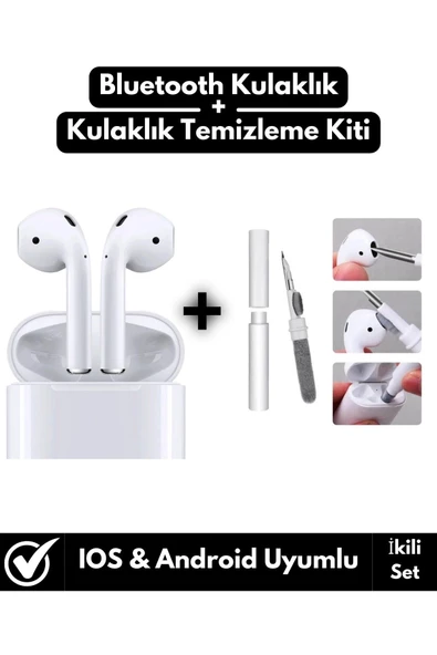 IPhone14/Pro/Promax Uyumlu Bluetooth V5.1 Kulak İçi Kulaklık+Kulaklık Temizleme Kiti İkili Set