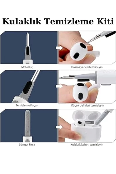 Premium Seri Bluetooth Kablosuz Kulaklık Temizleme Kalemi Aparatı Derin Temizleme Kiti
