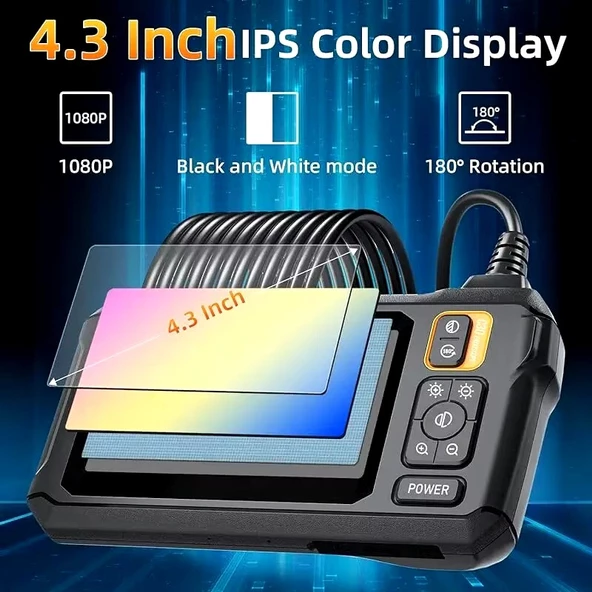 4.3 İNÇ ÇİFT KAMERA EKRANLI YILAN KAMERA (Ayarlanabilir Parlak 8 LED +  5 Metre Kameralı Kablo) - 5