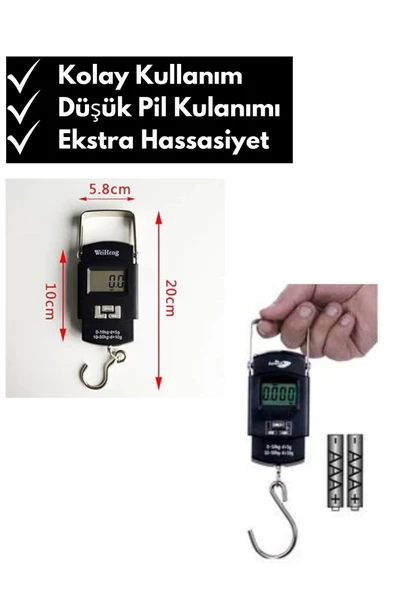 Profesyonel Dijital El Terazisi Taşınabilir El Kantarı 50 Kg Kapasiteli LCD Ekran - 3