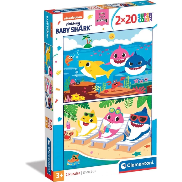 Clementoni 2 Adet 20 Parçalı Baby Shark Yapboz Funny Dinos Puzzle Clementoni 3 Yaş ve Üzeri Çocuk Yapbozları