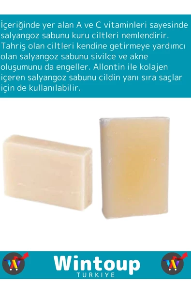 Özel Üretim %100 Doğal Organik Güzel Kokulu Salyangoz Sabunu El Yüz Saç Vücut Cilt Sabunu 5 Adet - 2