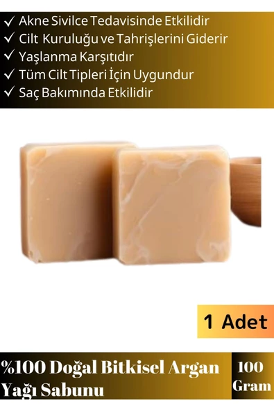Özel Üretim %100 Doğal Bitkisel Cilt Dostu El Yüz Vücut Cilt Saç Kullanım Argan Yağı Sabunu 1 Adet