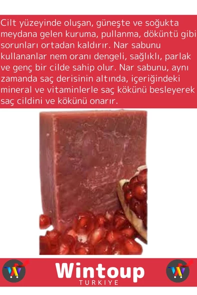 Özel Üretim %100 Organik Bitkisel Güzel Kokulu Cilt Güzelleştirici Nar Sabunu Tüm Ciltler İçin 1 Adt - 2