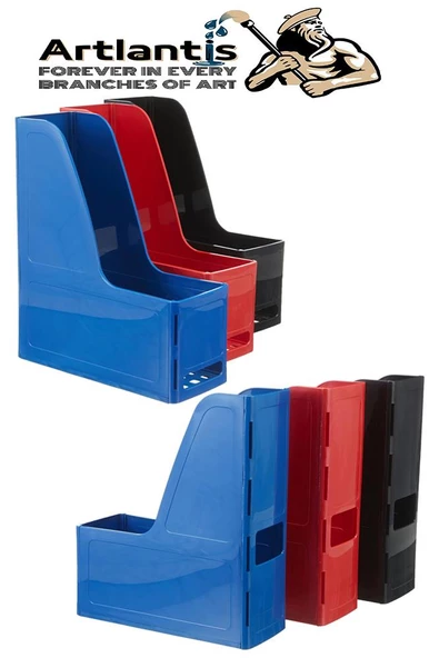 Kırmızı Magazinlik Demonte Plastik 2 Adet Plastik Kutu Klasörü Magazinlik A4 Dosya ve Masa Düzenleyici Sınıf Ev Ofis - 4